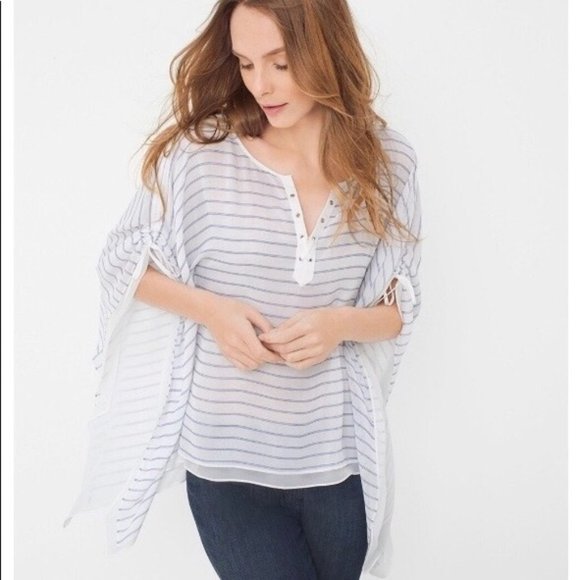 White House Black Market Tops - WHITE HOUSE BLACK MARKET Stripe Kaftan Top